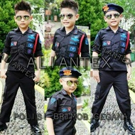 Ready Baju Brimob Gegana Hitam Polisi/Baju Profesi Anak/Kostum Anak By