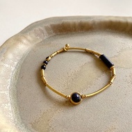 星砂島-藍砂石 黃銅手環