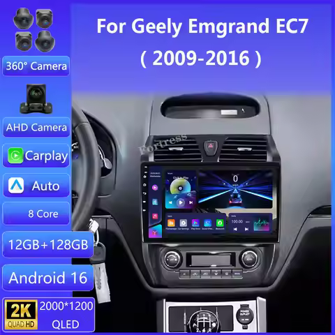 For Geely Emgrand EC7 1 2009 - 2016 2K QLED Android 16 Car Radio Multimedia Video Player 4G WIFI GPS