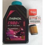 DashOil Ester+ E900+ V2 4T 10w50 1L Fully Synthetic SP Motorcycle Engine Oil Minyak Hitam Pelincir M