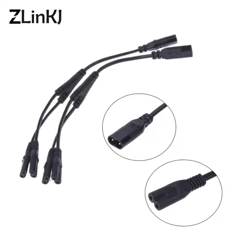 IEC 320 C8 2Pin Male To 2 X C7 Female Y Split Power Cable About 28CM IEC 320 C7 To C8 Extension Cord