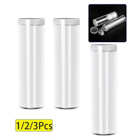 1/2/3Pcs Coin Storage Tube Penny Coin Capsules Tube Coin Organizer For Coin Collection Protection Tu