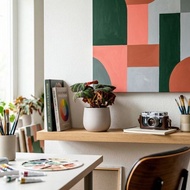 太陽秋海棠 灰色圓弧水泥盆栽 桌上型盆栽 觀葉植物 禮物 盆栽