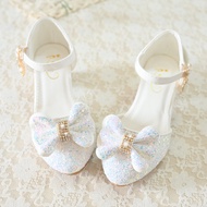 Little White Shoes Blue Girls Princess Shoes Fashion Rhinestone Leather Shoes Little Girls High Heel