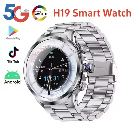 2025 Sports H19 Smart Watch 4G Android 10.0 OS GPS WIFI SIM Card 1.95'' Large AMOLED Screen Men Hear