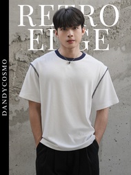 DANDY COSMO | [4สี] เสื้อยืดแต่งขอบคอกลม ทรงหลวม ใส่สบาย คูลโทน รุ่น RETRO EDGE
