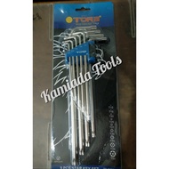 L Key Set Temper Torx/ L Key Set Star Temper Torx Key Long 9 pcs (Without Hole) TORA
