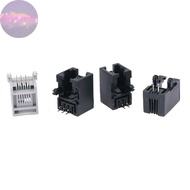 HabitatPort 10PCS RJ11 Telephone Socket Curved Pin 95001 4P4C 6P6C 6P4C Female Jack Pcb Connector Te