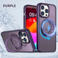 Suitable for iPhone15Promax Luxury Matte Skin Feel 360 Rotating Pork Point Bracket Magnetic Phone Case 14 13 12 11 Promax X XR XSMax 7 8 Plus SE2020 PC Magsafe Wireless Charging Shock-resistant Hard Protective Case