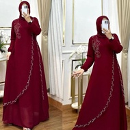 Elvira Dress Gamis Ceruty Babydoll Latest Swarosky Application Luxurious Elegant Jumbo Modern Muslim