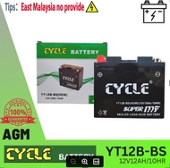 CYCLE YT12B-BS AGM BATTERY YAMAHA FZ6 XJ6 VMAX / KAWASAKI ZX1000 ZX10R / DUCATI MONSTER 696/TRIUMPH