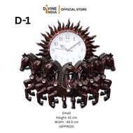7 Horse Wall Hanging Fiber Showpiece With Clock | Home & Office Wall Decor Panel | Home Decor | 7 Ru