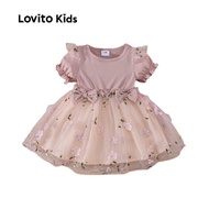 (New) Lovito Kids Casual Dress Contrast Mesh Bow Spring/summer Pink Dress for Baby LNL115151 (New) L