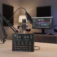 V8 Live Sound Card Bluetooth Wireless DJ Equipment for PC and Smartphone Karaoke Singing Gaming - Un