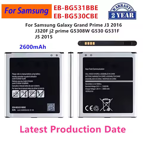 Brand New EB-BG531BBE EB-BG530CBE Battery 2600mAh For Samsung Galaxy Grand Prime J3 2016 j2 prime G5