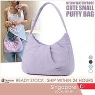 [SG SELLER] Cute Small Puffy Bag Nylon Waterproof Girls Sling Armpit Dumpling Shoulder Bag