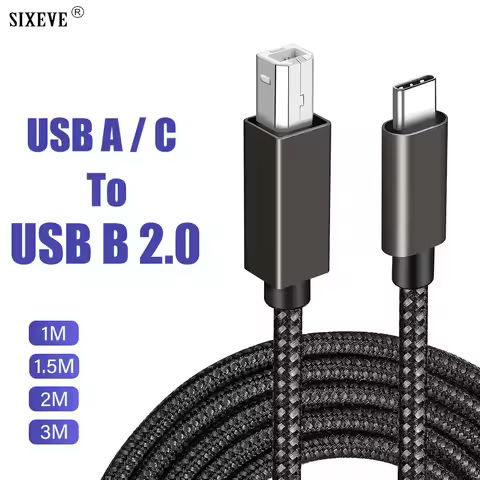 USB Type A/C To B Cable For Printer Scanner Fax machine Canon Hp Epson Electric Piano High Speed Squ