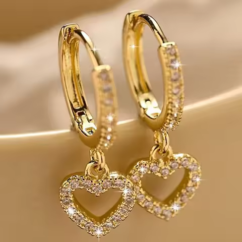1Pair Crystal Heart Tragus Hoop Earring For Women Girls Fashion Huggie Earring For Cartilage Helix P
