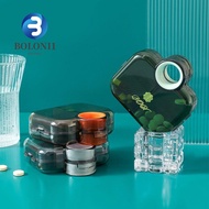 BO Pill Organizer Case, Moisture-proof 6 Grid Mini Pill Box, Portable Transparent Weekly Rectangular Pill Dispenser Medicine