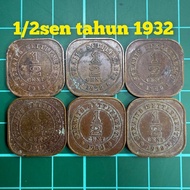 B109 duit syiling 1/2sen duit syiling lama mata wang lama duit syiling zaman British