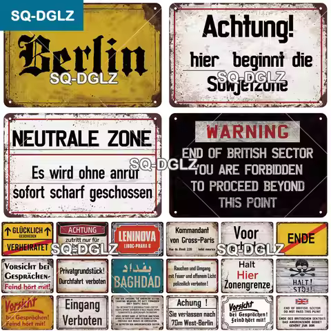 [SQ-DGLZ] Vintage Retro Achtung Berlin Tin Sign Metal Sign Shop Plate Home Bar Wall Sticker Decorati