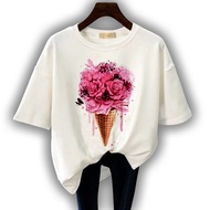 GET FASHION BAJU KAOS ATASAN WANITA DEWASA PRINT CONE FLOWERS BLUS JUMBO ATASAN WANITA DEWASA T SHIR