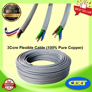 3Core Flexible Cable /  Kabel 3 Core / 100% Pure Copper /  Wire Cable 1Feet