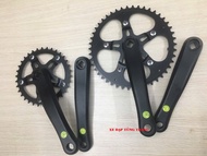 Bộ Giò dĩa cốt vuông nhôm 5 CHẤU 34T / 46T 110BCD đen gắn xe đạp fixed gear