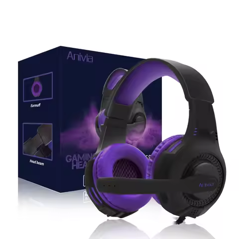 Wired Gaming Headset with Mic Noise Isolating Over-Ear, PC/PS4/PS5/Xbox Compatible, Volume Control, 