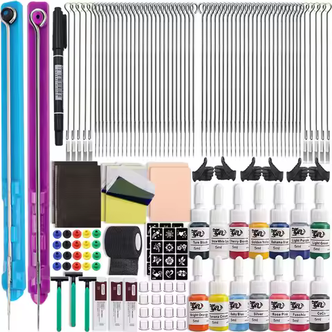 DIY 3D Hand Poke and Stick Tattoo Kit Handpoke Pen with Needles for Body Art Tattoo Beginners Practi