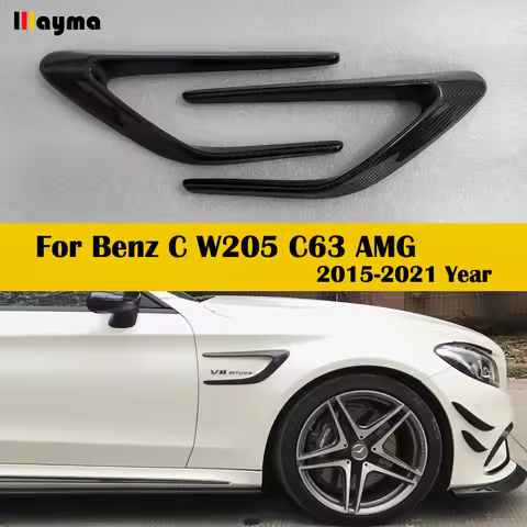 Carbon Fiber Forged Racing Side Fender Vents Scoops For Benz C Class W205 C63 AMG C63s Sedan C205 Co