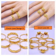Cincin Love Emas 916 Original Emas 916 Bajet Padu Tahan Lasak Emas 916 Tulen