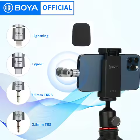 BOYA BY-P4 Smartphone Microphone Omnidirectional Condenser Portable Mini Mic Plug and Play for PC Ca