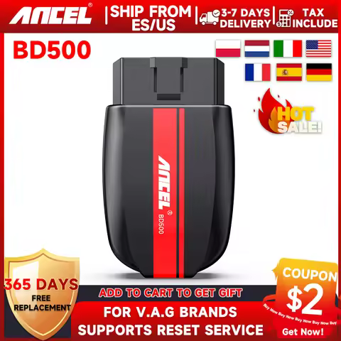 ANCEL BD500 Bluetooth 5.0 OBD2 Scanner All System Car Code Reader EPB Throttle Learning for VW Audi 