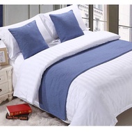 bantal sofa bed runner hotel bed scarf syal tempat tidur modern abu - biru runner 180x50