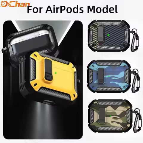 Carbon Fiber Hard Shell for AirPods Pro 3 Airpod 4 Case Secure Lock Clip Headphone Protective Cover