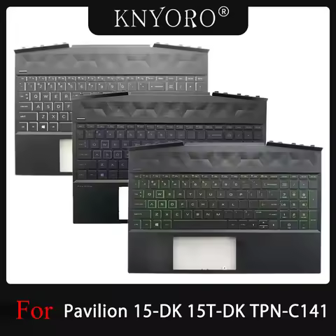 Original New US Keyboard for Pavilion 15-DK 15T-DK 15-DK0126TX TPN-C141 Palmrest Upper Case Replacem