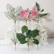 7-Heads Artificial Colocasia Leaves Waterproof Real Touch Fake Plants for Indoor Flower Ar