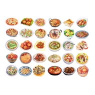 Chinese Food Menu Sticker Pack DIY Food Cola Burger Cartoon Meal Recipe Journal Mini Decorative Stic
