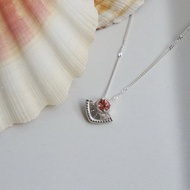 貝殼雕金項鍊 尖晶石 925銀