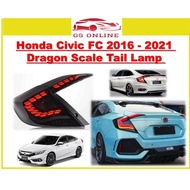 Honda Civic FC 2016 2017 2018 2019 2020 2021 Type 2 Dragon Scale Tail Lamp  V10( Smoke ) Lampu Belakang  Welcome light