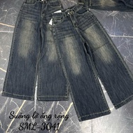 Quần bò jean nữ dáng lỡ 90cm ống suông rộng màu trơn đơn giản - Size SML - 3040 3041