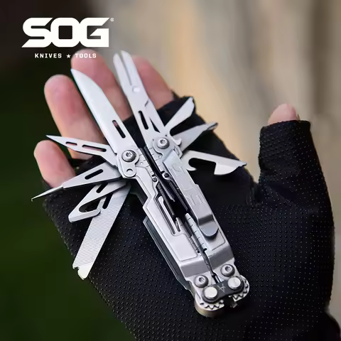 SOG PowerPint 18-in-1 Tactical Multi-Tool with Folding Pliers & Knife - Compact EDC Gear for Outdoor