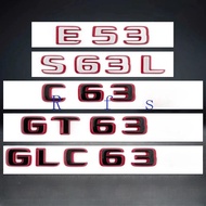2024 Style Glossy Black& Red C63 E63 G63 GT63 S63L GLC63 GLE63 GLS63 CLS63 ABS Car Emblem Trunk Name