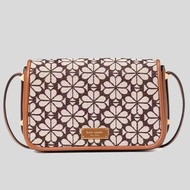 KATE SPADE Spade Flower Jacquard Small Flap Crossbody Bag Burgundy Multi KI453