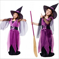 HomeSik Kids Girls Halloween Witch Bat Costume Gnome Cosplay Dress with Hat Role Play Party