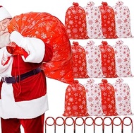 Cholemy 24 Pcs Jumbo Christmas Gift Bags 56 x 36 Extra Large Christmas Plastic Gifts Bag with String