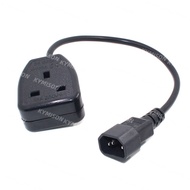 IEC320 C14 Male to UK BS1363 Female Socket Extension Adapter Lead Cord 60cm/120cm