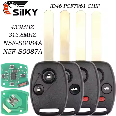 SilKY N5F-S0084-A 313.8MHz S0087-A 433.9MHz ID46 PCF7961 Car Remote Key For Honda Accord Pilot CR-V 