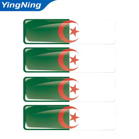 4Pcs Algeria Flag Car Sticker 3D Epoxy Resin Decal Algerian National Flag Stripe Auto Door Bumper Tr